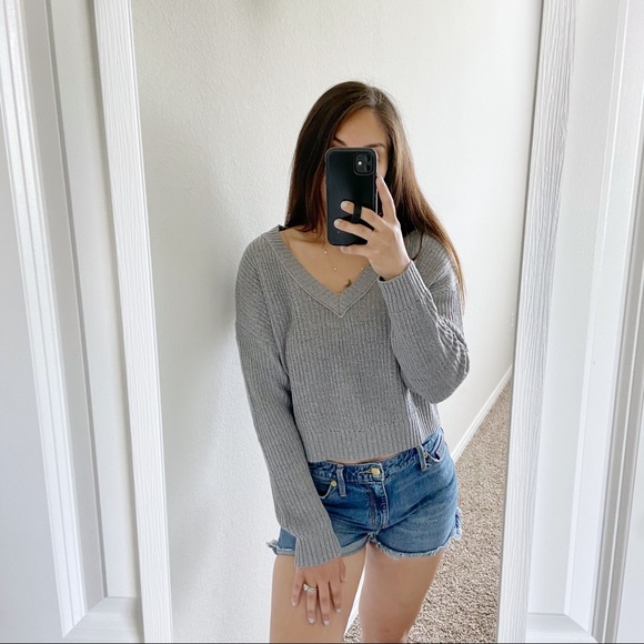 Wild Fable Gray Crop Sweater S